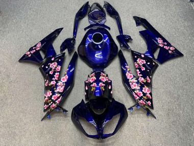 Purchase 2009-2012 Glossy Blue with Pink Cherry Blossom Kawasaki ZX6R Motorcycle Fairings UK