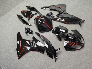 Purchase 2009-2012 Glossy Black with Red Kawasaki ZX6R Motorcycle Fairings UK