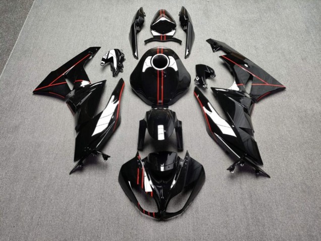 Purchase 2009-2012 Glossy Black with Red Kawasaki ZX6R Motorcycle Fairings UK