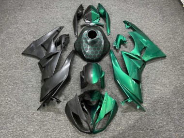 Purchase 2009-2012 Glossy Carbon Fiber Style & Deep Green Split Kawasaki ZX6R Motorcycle Fairings UK