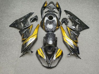 Purchase 2009-2012 Glossy Forged Carbon Fiber Style Gold Kawasaki ZX6R Motorcycle Fairings UK