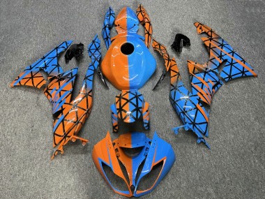 Purchase 2009-2012 Glossy Blue Orange Forged Carbon Fiber Style Pattern Split Kawasaki ZX6R Motorcycle Fairings UK