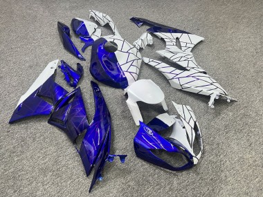 Purchase 2009-2012 Glossy White Blue Purple Line Pattern Split Kawasaki ZX6R Motorcycle Fairings UK