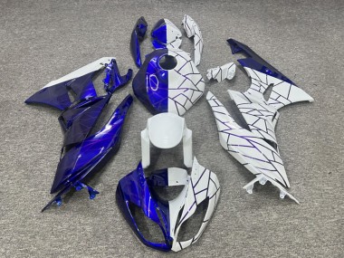Purchase 2009-2012 Glossy White Blue Purple Line Pattern Split Kawasaki ZX6R Motorcycle Fairings UK