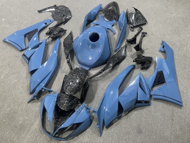 Purchase 2009-2012 Glossy Light Blue Forged Carbon Fiber Style Kawasaki ZX6R Motorcycle Fairings UK