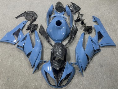 Purchase 2009-2012 Glossy Light Blue Forged Carbon Fiber Style Kawasaki ZX6R Motorcycle Fairings UK