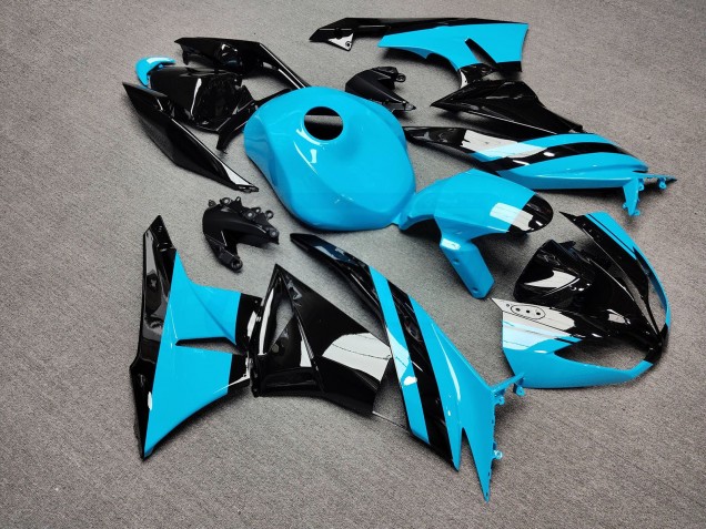 Purchase 2009-2012 Glossy Black Light Blue Kawasaki ZX6R Motorcycle Fairings UK