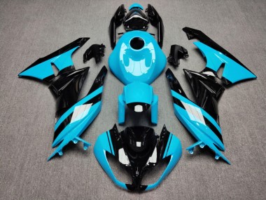 Purchase 2009-2012 Glossy Black Light Blue Kawasaki ZX6R Motorcycle Fairings UK