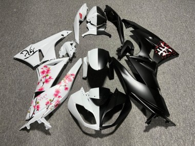 Purchase 2009-2012 Matte Black & White with Pink Cherry Blossom Split Kawasaki ZX6R Motorcycle Fairings UK