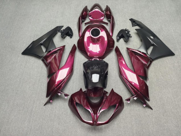 Purchase 2009-2012 Glossy Dark Pink & Black Kawasaki ZX6R Motorcycle Fairings UK