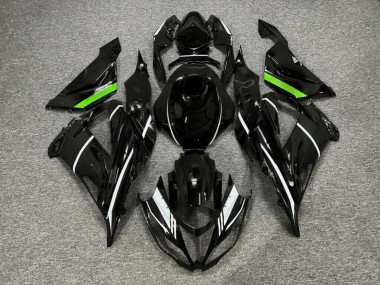 Purchase 2013-2018 Glossy Black with Green & White Kawasaki ZX6R Motorcycle Fairings UK