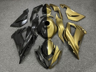 Purchase 2013-2018 Glossy Black & Gold Kawasaki ZX6R Motorcycle Fairings UK