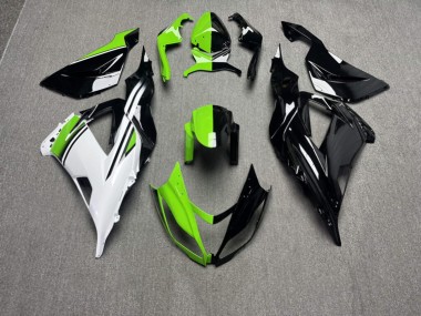 Purchase 2013-2018 Glossy Black & Green White Style Split Kawasaki ZX6R Motorcycle Fairings UK