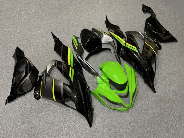 Purchase 2013-2018 Glossy Black Green Yellow Kawasaki ZX6R Motorcycle Fairings UK