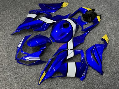 Purchase 2013-2018 Glossy Blue White Yellow Kawasaki ZX6R Motorcycle Fairings UK