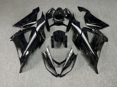 Purchase 2013-2018 Glossy Black White Kawasaki ZX6R Motorcycle Fairings UK