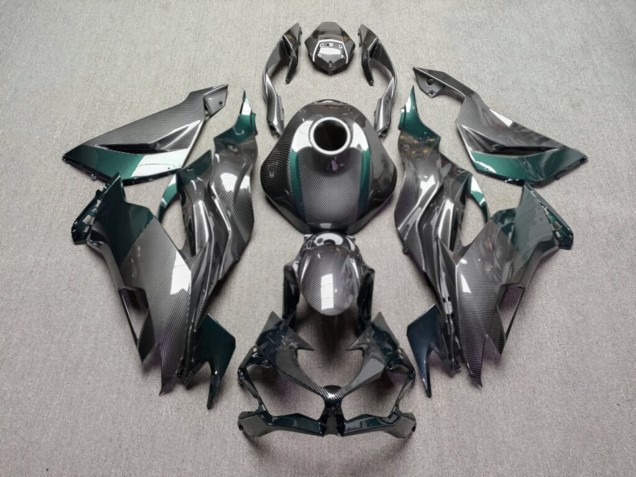 Purchase 2019-2022 Glossy Carbon Fiber Style with Green Kawasaki ZX6R Motorcycle Fairings UK