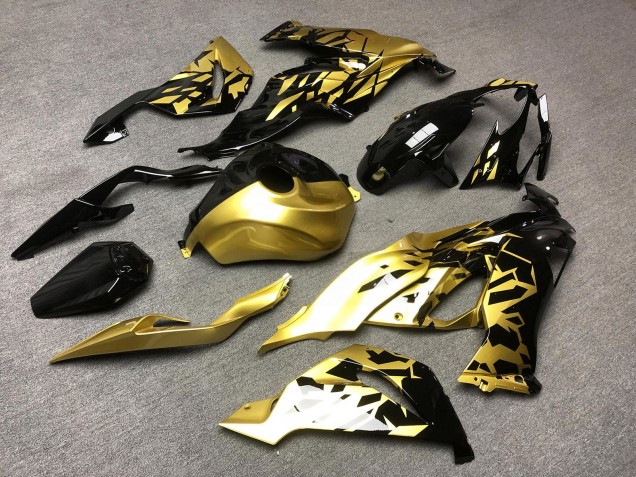 Purchase 2019-2022 Glossy Gold & Black Shattered Split Kawasaki ZX6R Motorcycle Fairings UK