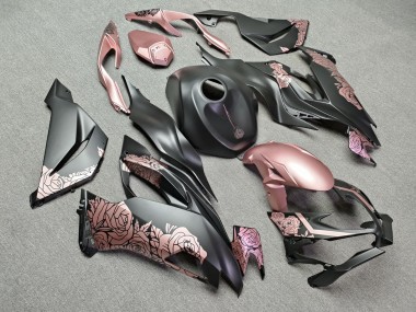 Purchase 2019-2022 Matte Black & Rose Gold Roses Kawasaki ZX6R Motorcycle Fairings UK
