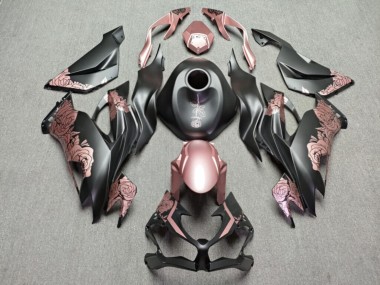 Purchase 2019-2022 Matte Black & Rose Gold Roses Kawasaki ZX6R Motorcycle Fairings UK