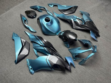 Purchase 2019-2022 Glossy Teal with Carbon Fiber Style Kawasaki ZX6R Motorcycle Fairings UK