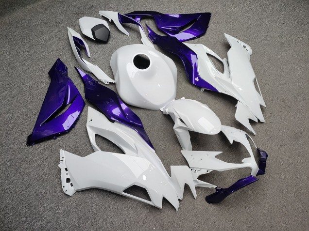Purchase 2019-2022 Glossy White & Purple Kawasaki ZX6R Motorcycle Fairings UK