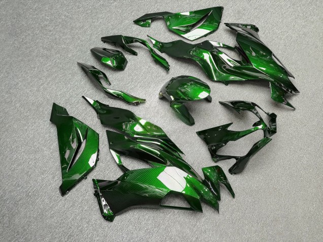Purchase 2019-2022 Glossy Green Carbon Fiber Style Kawasaki ZX6R Motorcycle Fairings UK