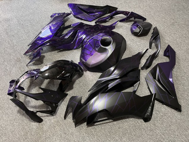 Purchase 2019-2022 Glossy Purple Matte Black Pattern Split Kawasaki ZX6R Motorcycle Fairings UK