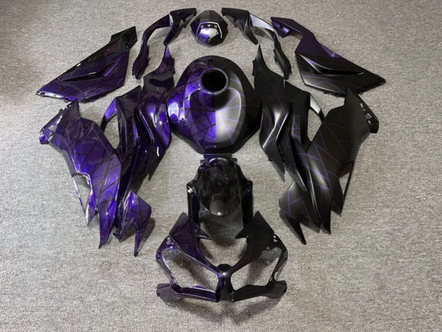 Purchase 2019-2022 Glossy Purple Matte Black Pattern Split Kawasaki ZX6R Motorcycle Fairings UK
