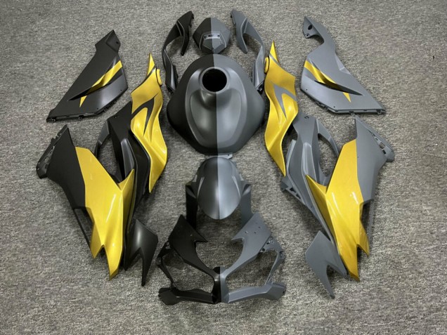 Purchase 2019-2022 Matte Metallic Black Dark Grey Glossy Gold Kawasaki ZX6R Motorcycle Fairings UK