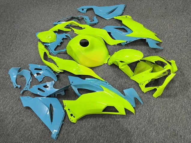 Purchase 2019-2022 Glossy High Vis Yellow Aqua Kawasaki ZX6R Motorcycle Fairings UK