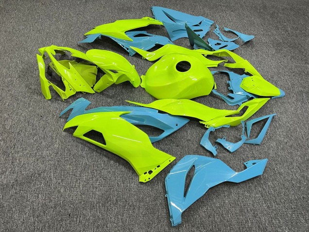 Purchase 2019-2022 Glossy High Vis Yellow Aqua Kawasaki ZX6R Motorcycle Fairings UK