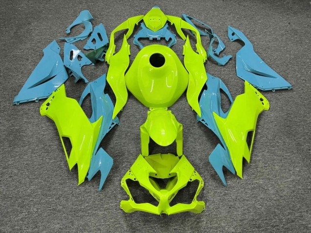 Purchase 2019-2022 Glossy High Vis Yellow Aqua Kawasaki ZX6R Motorcycle Fairings UK