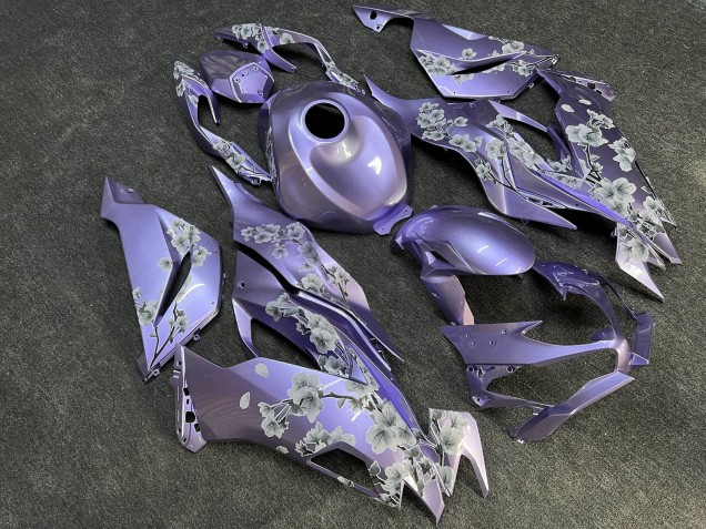 Purchase 2019-2022 Glossy Lilac with White Cherry Blossom Kawasaki ZX6R Motorcycle Fairings UK