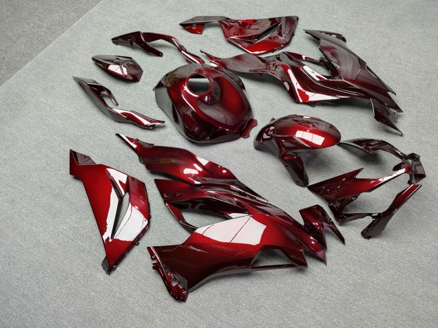 Purchase 2019-2022 Glossy Maroon Red Carbon Fiber Style Kawasaki ZX6R Motorcycle Fairings UK