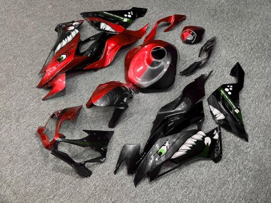 Purchase 2019-2022 Glossy Red Black Shark Split Kawasaki ZX6R Motorcycle Fairings UK