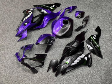 Purchase 2019-2022 Purple Black Shark Split Kawasaki ZX6R Motorcycle Fairings UK