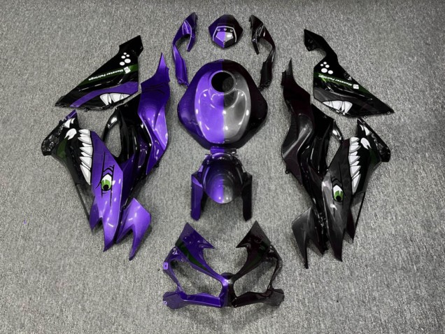 Purchase 2019-2022 Purple Black Shark Split Kawasaki ZX6R Motorcycle Fairings UK