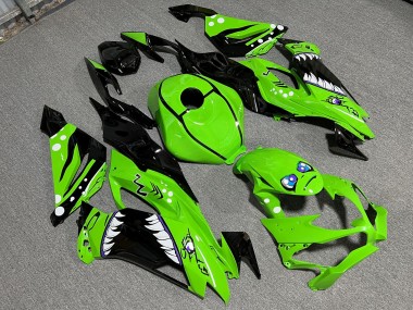 Purchase 2019-2022 Glossy Green & Black Shark Kawasaki ZX6R Motorcycle Fairings UK