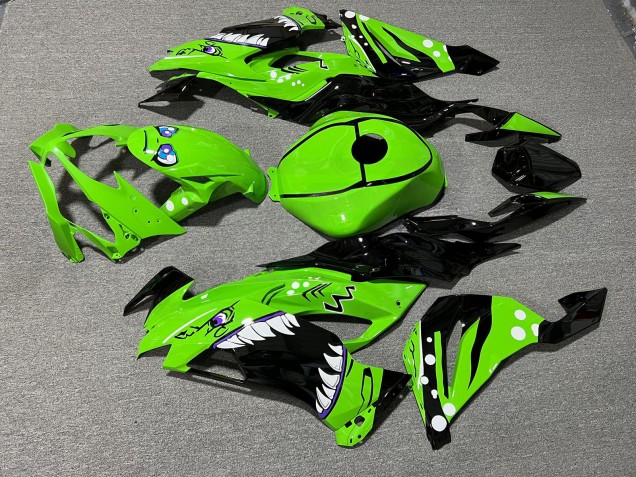 Purchase 2019-2022 Glossy Green & Black Shark Kawasaki ZX6R Motorcycle Fairings UK