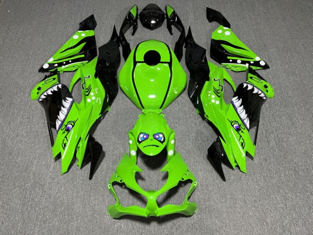 Purchase 2019-2022 Glossy Green & Black Shark Kawasaki ZX6R Motorcycle Fairings UK