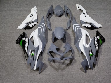 Purchase 2019-2022 Glossy White Grey Shark Kawasaki ZX6R Motorcycle Fairings UK