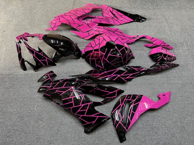 Purchase 2019-2022 Matte Black High Vis Hot Pink Split Kawasaki ZX6R Motorcycle Fairings UK