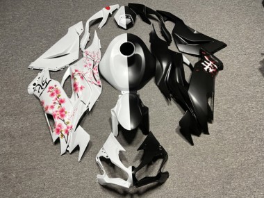 Purchase 2019-2022 Matte Black White with Pink Cherry Blossom Split Kawasaki ZX6R Motorcycle Fairings UK