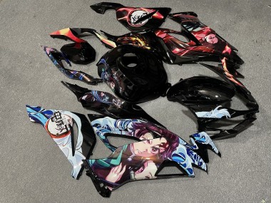Purchase 2019-2022 Matte Black Demon Slayer Kawasaki ZX6R Motorcycle Fairings UK