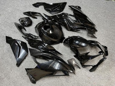 Purchase 2019-2022 Glossy Metallic Black Carbon Fiber Style Kawasaki ZX6R Motorcycle Fairings UK