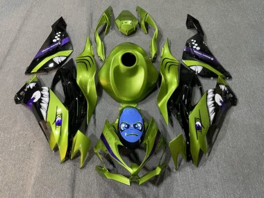 Purchase 2019-2022 Glossy Green Black Rossi Shark Kawasaki ZX6R Motorcycle Fairings UK