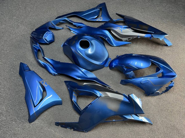 Purchase 2023-2026 Glossy Blue & Silver Bull Kawasaki ZX6R Motorcycle Fairings UK