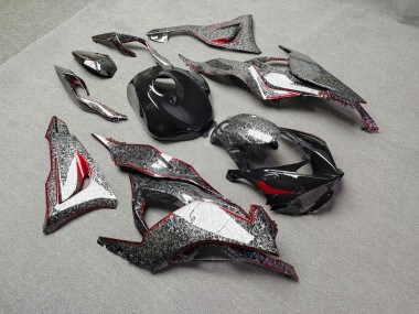 Purchase 2023-2026 Glossy Forged Carbon Fiber Style with Black & Red Kawasaki ZX6R Motorcycle Fairings UK