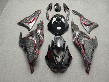 Purchase 2023-2026 Glossy Forged Carbon Fiber Style with Black & Red Kawasaki ZX6R Motorcycle Fairings UK